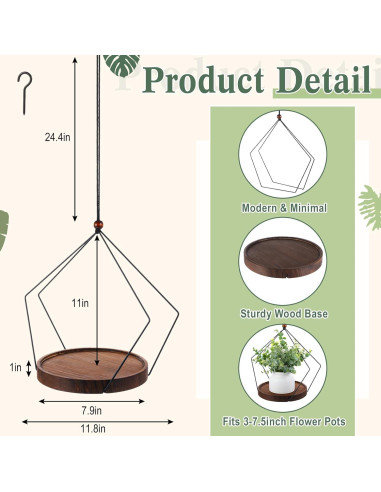 Paquete de 3 Soportes de Plantas Colgantes Boho Threehoney