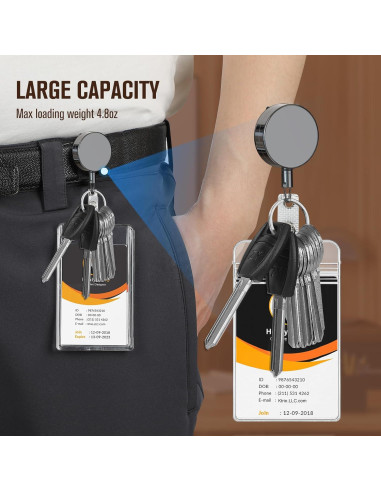 Portatarjetas Retráctil KTRIO 2 Pack Metal Negro Pequeño