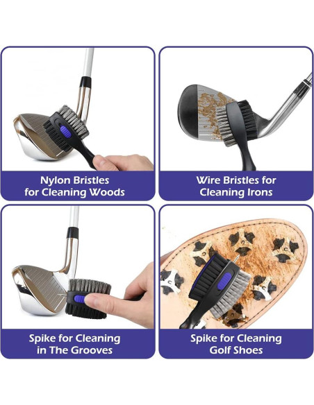 Cepillos para Palos de Golf THIODOON 2 Piezas con Carabiner Cepillos para Palos de Golf THIODOON 2 Piezas con Carabiner