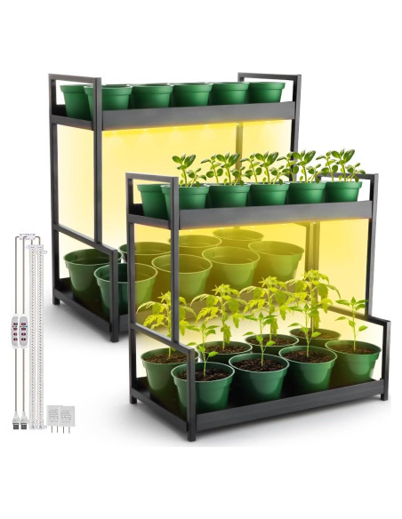 Juego de 2 Soportes para Plantas RooTrimmer con Luz LED Juego de 2 Soportes para Plantas RooTrimmer con Luz LED