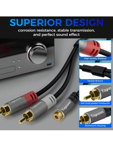 Cable Divisor Y RCA 2 Pack Togconn 1 RCA F a 2 RCA M 0.6 m