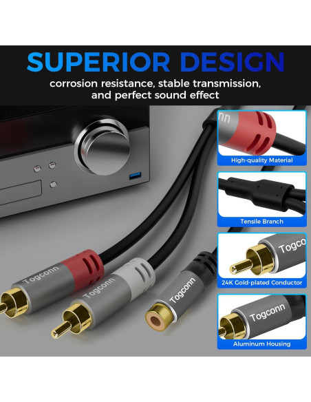 Cable Divisor Y RCA 2 Pack Togconn 1 RCA F a 2 RCA M 0.6 m Cable Divisor Y RCA 2 Pack Togconn 1 RCA F a 2 RCA M 0.6 m