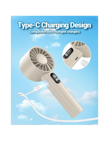 Ventilador Mini Portátil FrSara M12 Recargable 3000mAh Beige