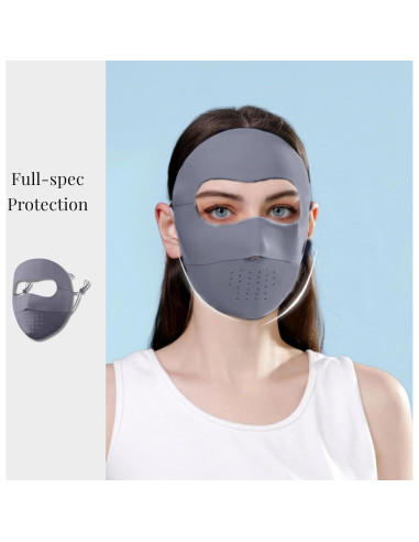 Máscara de Protección Solar Completa UV para Mujeres - Gris Oscuro