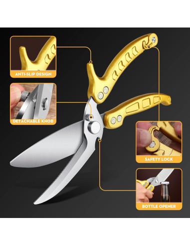 Tijeras de Cocina DRAGON RIOT Acero Inoxidable Dorado 25cm