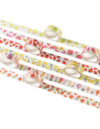 Set de 6 Rollos de Cinta Washi YUBBAEX 15mm Frutas Frescas
