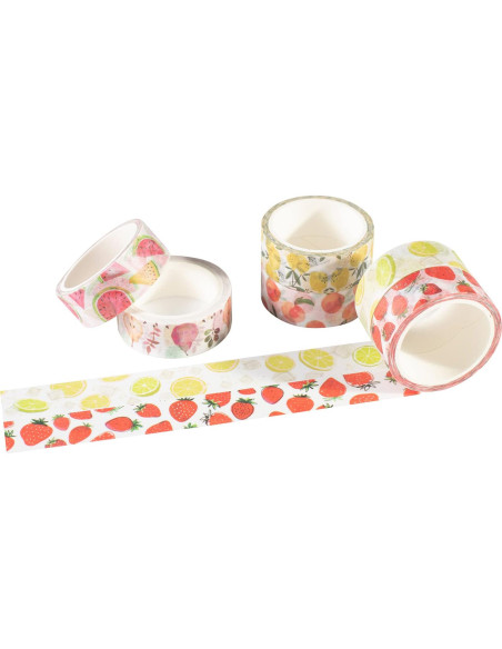 Set de 6 Rollos de Cinta Washi YUBBAEX 15mm Frutas Frescas Set de 6 Rollos de Cinta Washi YUBBAEX 15mm Frutas Frescas