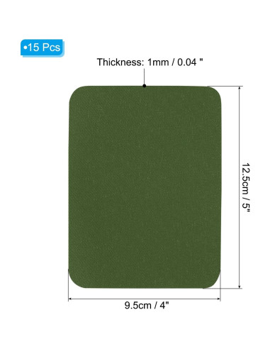 Parche Termoadhesivo PATIKIL 15 Pcs 12.5x9.5 cm Verde Militar
