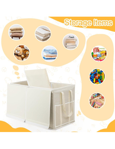 Caja de Almacenamiento de Juguetes LOVSTORAGE Beige 65x33x42cm