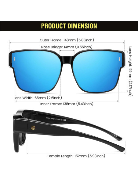 Gafas de sol DUCO Fit Over polarizadas UV400 para hombres y mujeres Gafas de sol DUCO Fit Over polarizadas UV400 para hombres y mujeres