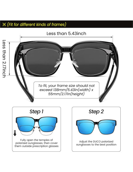 Gafas de sol DUCO Fit Over polarizadas UV400 para hombres y mujeres Gafas de sol DUCO Fit Over polarizadas UV400 para hombres y mujeres