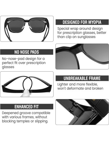 Gafas de sol DUCO Fit Over polarizadas UV400 para hombres y mujeres