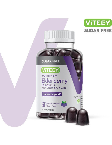 Gomas de Saúco Viteey 60 Unidades - Vitamina C y Zinc Veganas Gomas de Saúco Viteey 60 Unidades - Vitamina C y Zinc Veganas