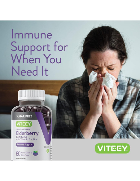 Gomas de Saúco Viteey 60 Unidades - Vitamina C y Zinc Veganas Gomas de Saúco Viteey 60 Unidades - Vitamina C y Zinc Veganas