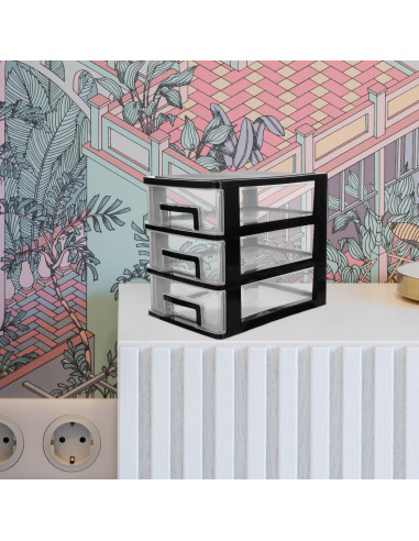 Organizador de Cajones Tofficu 3 Capas Plástico Negro 21.6x15.2x30.9 cm