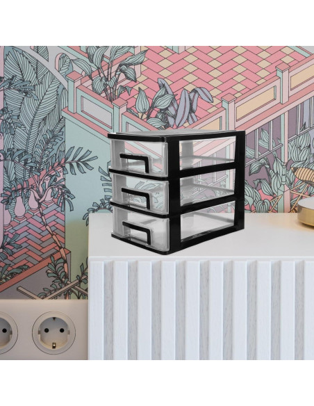 Organizador de Cajones Tofficu 3 Capas Plástico Negro 21.6x15.2x30.9 cm Organizador de Cajones Tofficu 3 Capas Plástico Negro 21.6x15.2x30.9 cm