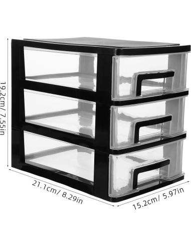 Organizador de Cajones Tofficu 3 Capas Plástico Negro 21.6x15.2x30.9 cm