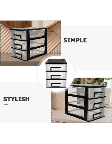 Organizador de Cajones Tofficu 3 Capas Plástico Negro 21.6x15.2x30.9 cm