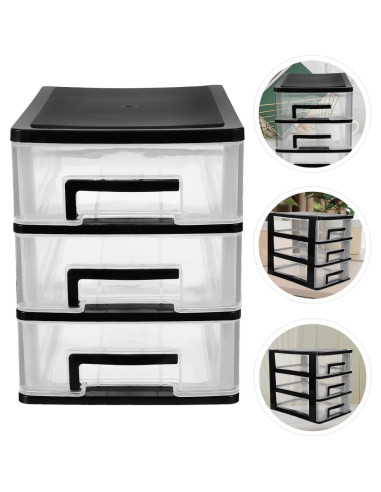 Organizador de Cajones Tofficu 3 Capas Plástico Negro 21.6x15.2x30.9 cm