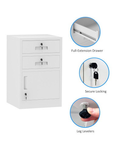 Gabinete de Almacenamiento Metal JINGUR Blanco 2 Cajones Cerrables
