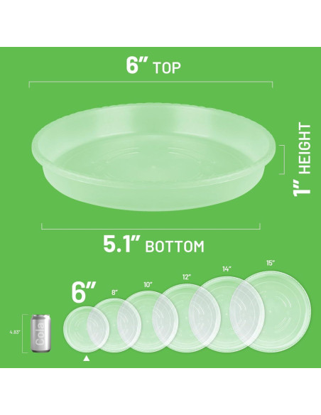 MUDEELA Paquete de 6 Platillos Redondos de 15 cm para Macetas MUDEELA Paquete de 6 Platillos Redondos de 15 cm para Macetas