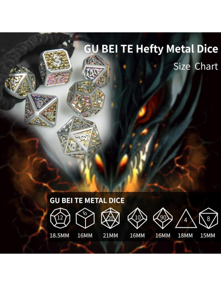 Juego de Dados DND de Metal GU BEI TE 7 Piezas Escamas Dragón Juego de Dados DND de Metal GU BEI TE 7 Piezas Escamas Dragón