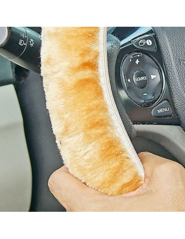 Cubierta de Volante Peluda Beige Fairly Odd Treasures 35.56-40.64 cm