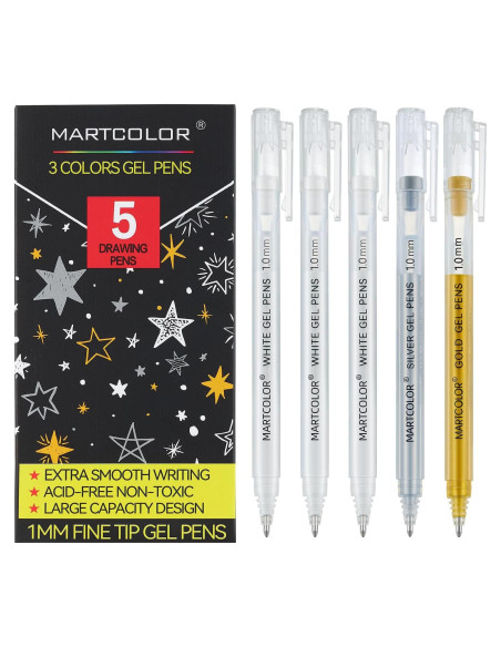 Set de 5 Bolígrafos de Gel MARTCOLOR Multicolor 1mm Punta Fina Set de 5 Bolígrafos de Gel MARTCOLOR Multicolor 1mm Punta Fina