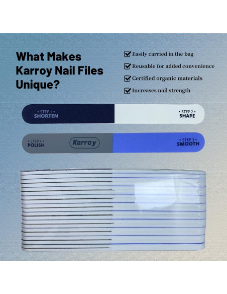 Lima y Pulidor de Uñas Karroy 4-en-1 Doble Cara 20pcs Lima y Pulidor de Uñas Karroy 4-en-1 Doble Cara 20pcs