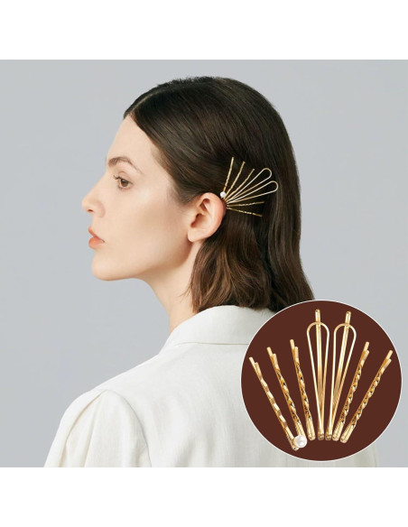18 Pinzas de Pelo Doradas SHEHARUHI con Perlas - Accesorios Elegantes 18 Pinzas de Pelo Doradas SHEHARUHI con Perlas - Accesorios Elegantes