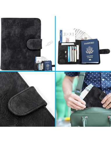 Portapasaportes con bloqueo RFID - WT002 - Negro