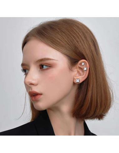 Pendientes Magnéticos Jstyle Acero Inoxidable 3 Pares CZ 5-8mm