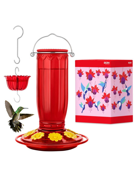 Alimentador de Colibrí iBorn de Vidrio 16oz con Trampa para Hormigas Alimentador de Colibrí iBorn de Vidrio 16oz con Trampa para Hormigas