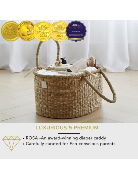 Organizador de Pañales Premium Bebe Bask - Canasta Rosa Hecha a Mano Organizador de Pañales Premium Bebe Bask - Canasta Rosa Hecha a Mano