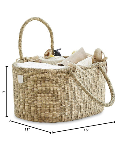 Organizador de Pañales Premium Bebe Bask - Canasta Rosa Hecha a Mano