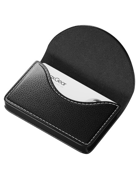 Estuche para Tarjetas de Negocios MaxGear de Cuero Sintético Negro Estuche para Tarjetas de Negocios MaxGear de Cuero Sintético Negro