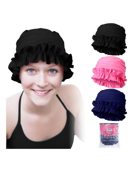 Gorros de Natación Soulchen para Mujeres Adultas - 3 Piezas Gorros de Natación Soulchen para Mujeres Adultas - 3 Piezas