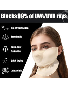 Cubierta Facial UPF50+ Beige para Mujeres - Protección Solar Transpirable 2