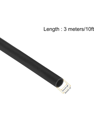 Tubo de PVC negro uxcell 2mm ID 3m para protección de cables