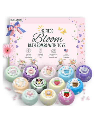 Bombas de Baño Bloom EvolutionUSA 12 Piezas con Juguetes