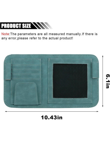 Organizador de Visera de Coche SMILFUY Cuero Verde 26.5x15.5cm