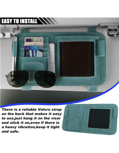Organizador de Visera de Coche SMILFUY Cuero Verde 26.5x15.5cm