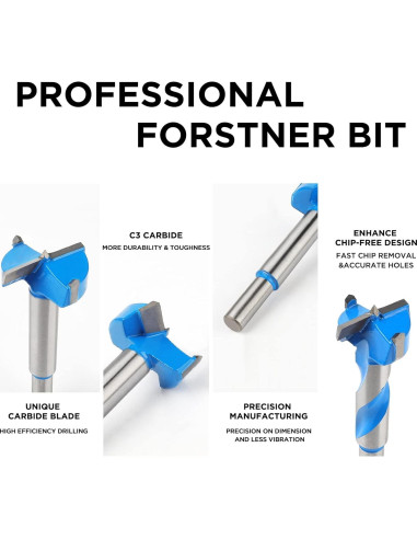 Juego de Brocas Forstner Kowood 8 Piezas Carburo 6.35-34.9mm