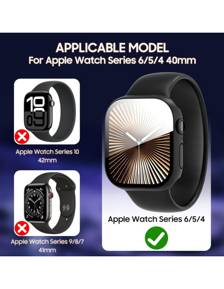 Paquete de 3 fundas para Apple Watch 40mm AIDOWU con vidrio templado Paquete de 3 fundas para Apple Watch 40mm AIDOWU con vidrio templado