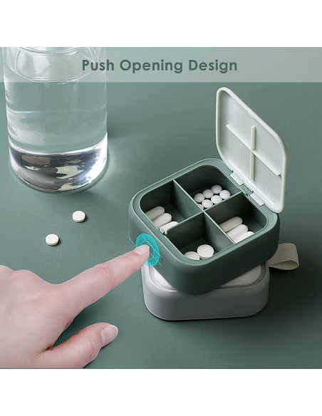 Estuche para Pastillas Acedada Verde 4 Compartimentos Portátil Estuche para Pastillas Acedada Verde 4 Compartimentos Portátil
