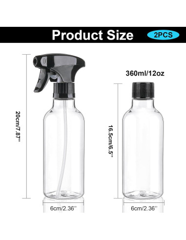 Botellas de Spray de Plástico Cosywell 360ml 2 Pack Reutilizables