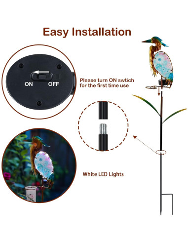 Medidor de Lluvia Solar Heron Azul 42" con Luces LED