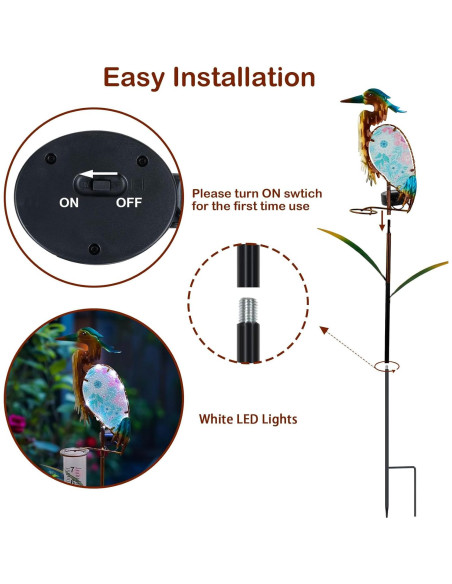 Medidor de Lluvia Solar Heron Azul 42" con Luces LED Medidor de Lluvia Solar Heron Azul 42" con Luces LED