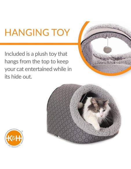 Cueva Térmica para Gatos K&H 43x38x33cm Gris Lavable Cueva Térmica para Gatos K&H 43x38x33cm Gris Lavable