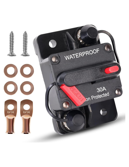 Interruptor de Circuito 30A Erayco Manual Impermeable 12V-48V Interruptor de Circuito 30A Erayco Manual Impermeable 12V-48V